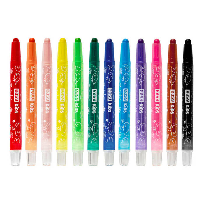 Kredki świecowe w sztyfcie wykręcane 12 kolorów Easy