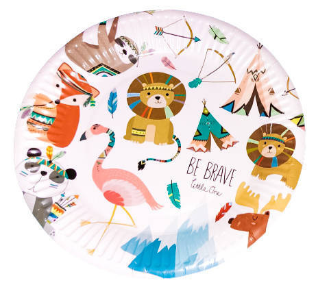 Talerzyki papierowe Zwierzątka BE BRAVE 18 cm 6 szt.