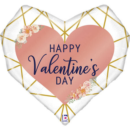 Balon foliowy serce geometryczny Happy Valentines Day 29 cali 73 cm