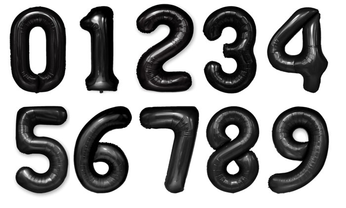 BALON foliowy CYFRA 100 cm CZARNA