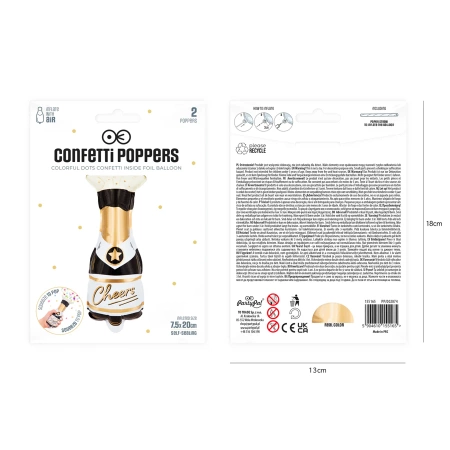 Balon foliowy Butelka Cheers strzelająca konfetti 2 szt. na sylwestra