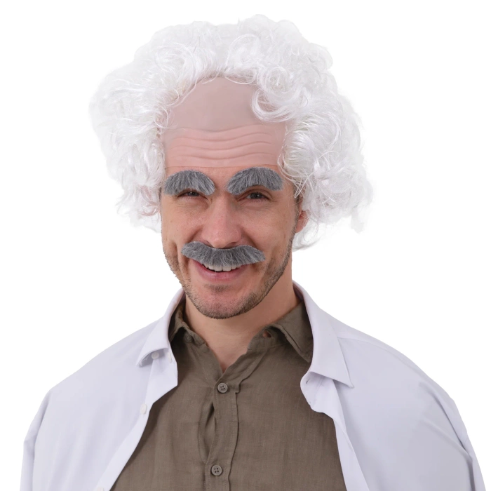 Peruka z łysiną Einstein szalony naukowiec