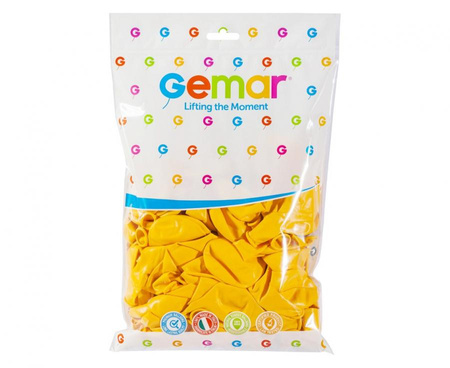 Balon Gemar jednokolorowy 12 cali 100 szt ciemny żółty