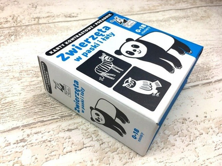 KARTY KONTRASTOWE ZWIERZĘTA W PASKI I ŁATY GRA EDUKACYJNA KAPITAN NAUKA