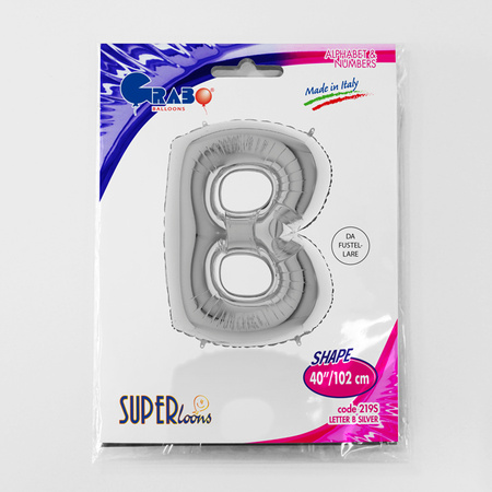 Balon foliowy litera B alfabet srebrna 40 cali