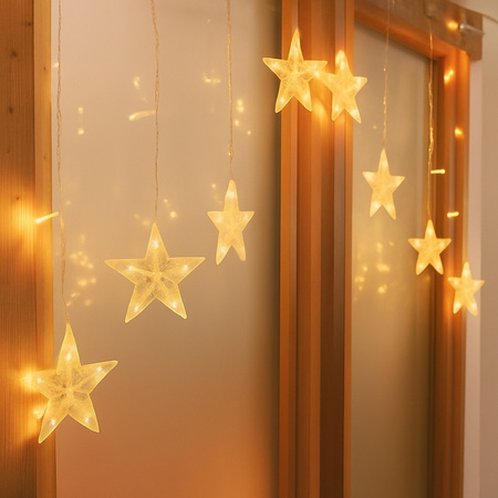 Lampki wiszące girlanda kurtyna świetlna gwiazdki