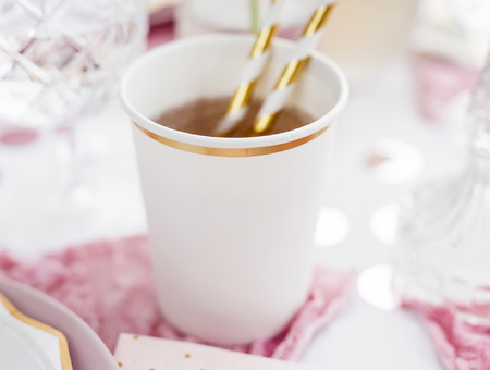 Kubeczki papierowe ze złotym zdobieniem 260 ml 6 szt