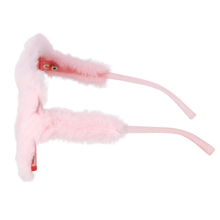 Okulary różowe puszyste z futerkiem