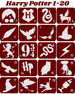 Szablony do tatuaży brokatowych tematyczne 20 szt. Harry Potter