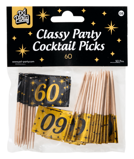 Toppery dekoracyjne, pikery na imprezę 60-ste urodziny 50 szt.