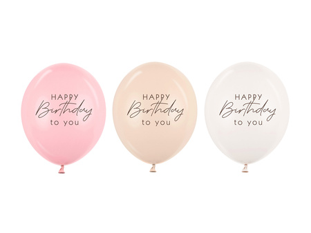 Balon lateksowy pastelowy  Happy Birthday 1 sztuka 12 cali 30 cm różowy mix