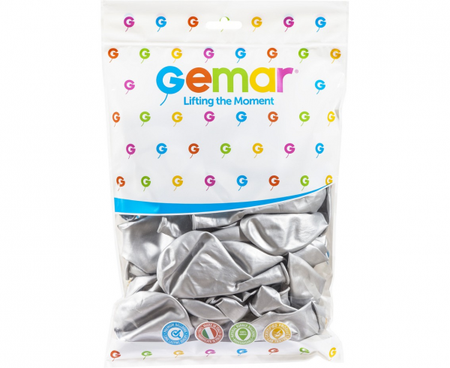 Balony Chrome Shiny 13" Gemar SREBRNY 50 szt.