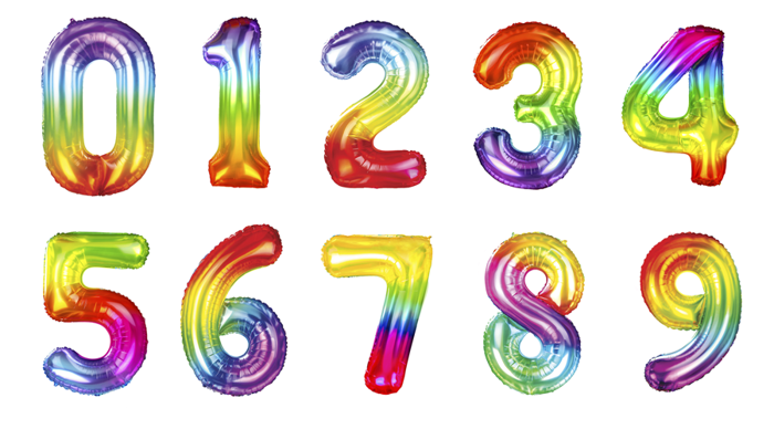 BALON foliowy CYFRA 100 cm TĘCZOWA