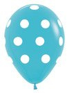 Balon Sempertex Turkusowy w białe Kropki 12'' 1 szt