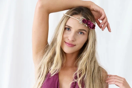 Wianek na głowę Bordo Boho 18 cm