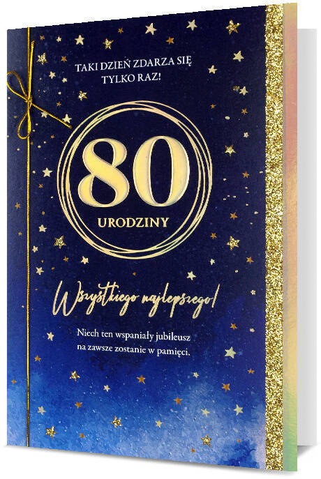 Kartka okolicznościowa gwiazdy 3D 80 urodziny 13x19 cm