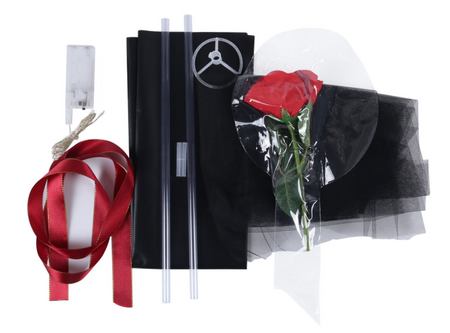 Zestaw Balon LED z różą i ozdobami na Walentynki