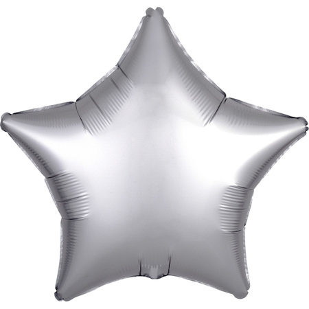 Gwiazdka satynowa balon foliowy 19 cali/ 48 cm srebrny