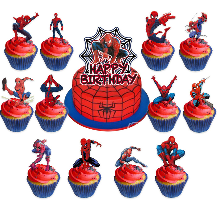 Dekoracje do muffinek pikery DIY Spiderman 13 szt.