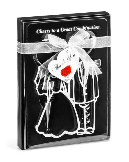 Zakochany zestaw do wina - korkociąg i zatyczka - CZARNY