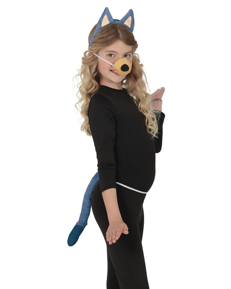 Zestaw piesek niebieski Bluey opaska, ogon i nosek