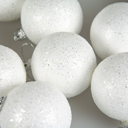 Bombki choinkowe białe brokatowe (24 szt.)