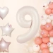Balon foliowy CYFRA 9 kremowy satynowy 100 cm