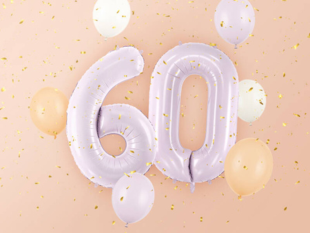 Balon foliowy CYFRA 0 pastelowy fioletowy 72 cm