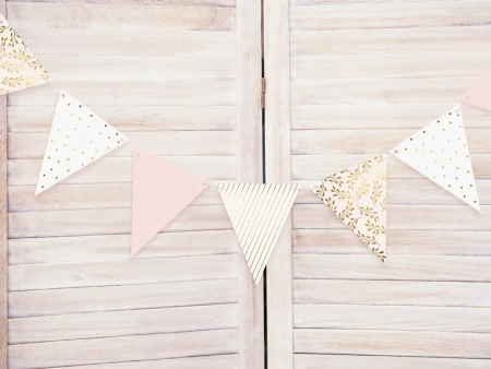 Girlanda papierowa flagi złoto różowe 210 cm