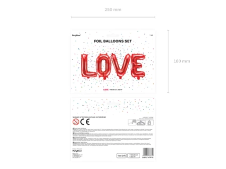 Balony foliowe litery czerwone, napis LOVE 140 x 35 cm