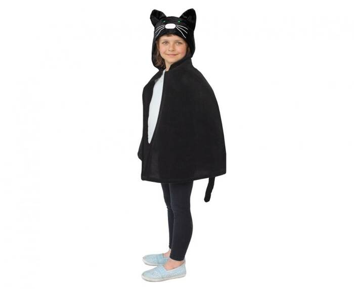 Peleryna z kapturem i ogonem CZARNY KOT