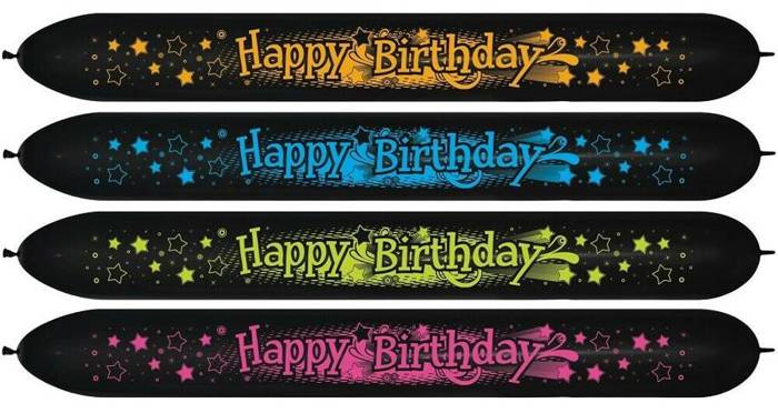 Balon do modelowania LOL660 Sempertex Happy Birthday Neon 3 szt