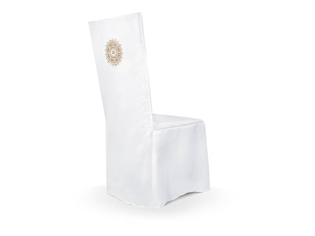 Pokrowiec na krzesło komunijny IHS biały