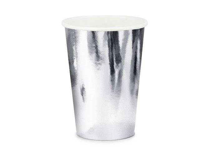 Kubeczki papierowe jednokolorowe Srebrne 220ml 6 szt
