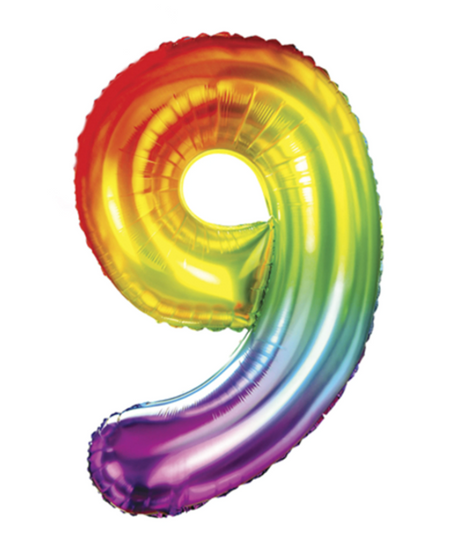BALON foliowy CYFRA 100 cm TĘCZOWA