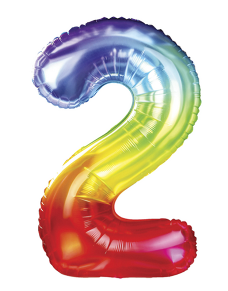 BALON foliowy CYFRA 100 cm TĘCZOWA