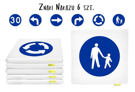 Poduszka kwadratowa znak nakazu SKRĘT W PRAWO 1 szt. - OUTLET - skaza nadruku