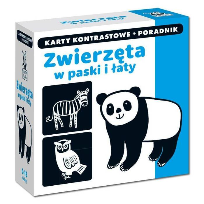 KARTY KONTRASTOWE ZWIERZĘTA W PASKI I ŁATY GRA EDUKACYJNA KAPITAN NAUKA