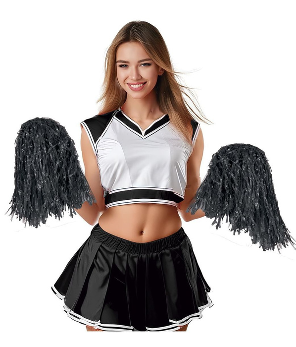 Pompony Cheerleaderki CZARNE 2 szt.