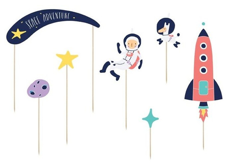 Pikery toppery Kosmos dekoracje na tort muffinki 7 szt