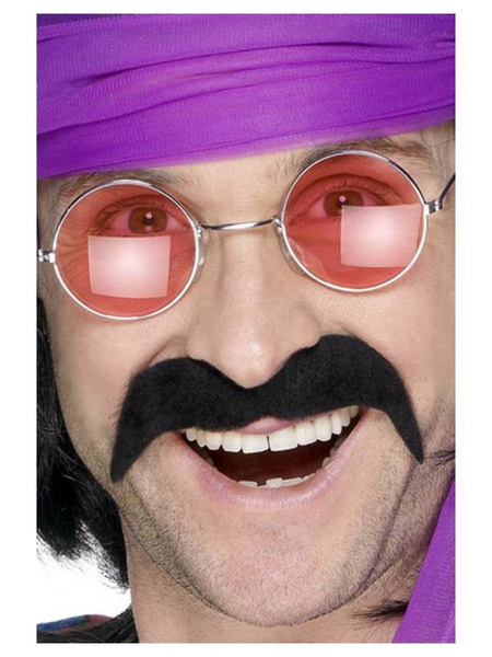 Wąsy samoprzylepne czarne Hipisa lata 70 Seventies Tash