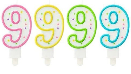 Świeczka urodzinowa "9" kropeczki niebieska