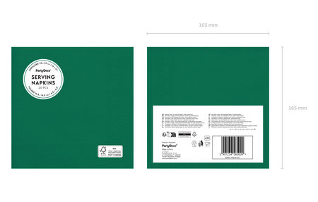 Serwetki gładkie 33 x 33 cm 20 szt. ciemny zielony