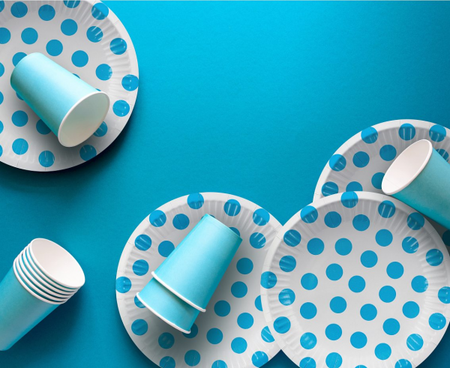 Talerzyki papierowe GROSZKI niebieskie 18 cm 6 szt.