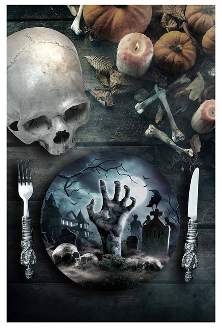 Talerzyki papierowe Cmentarz HALLOWEEN 23 cm 6 szt.