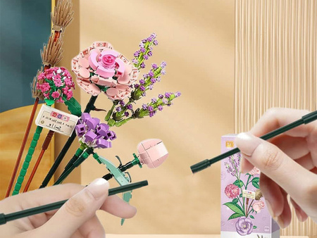 Zestaw klocków Bukiet kwiatów fioletowo różowych 547 elementów