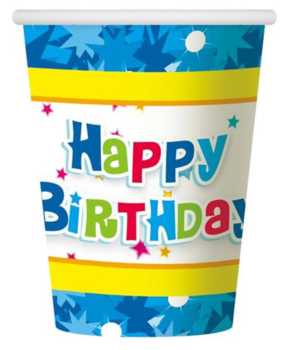 Kubeczki papierowe Happy Bithday 6 szt