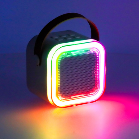 Zestaw do karaoke głośnik Bluetooth mikrofon USB LED różowy