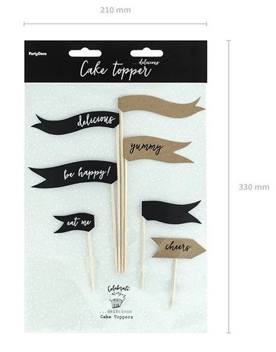 Pikery toppery Flagietki z napisami dekoracje muffinek tortu 7 szt