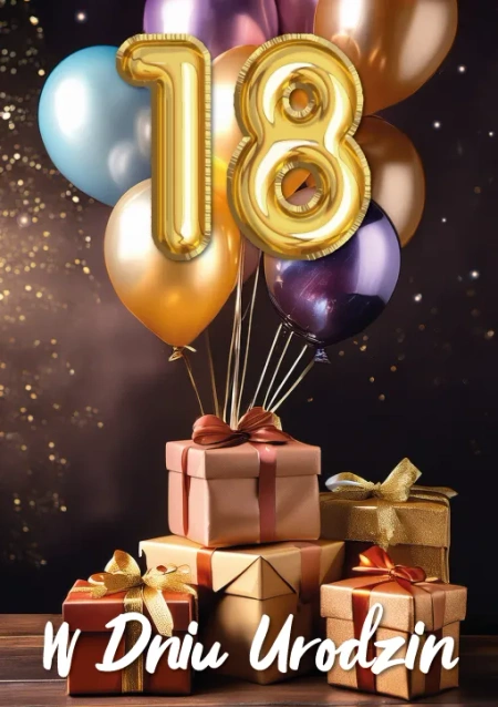 Kartka urodzinowa 18- ste urodziny trójwymiarowa 3D 1 szt.